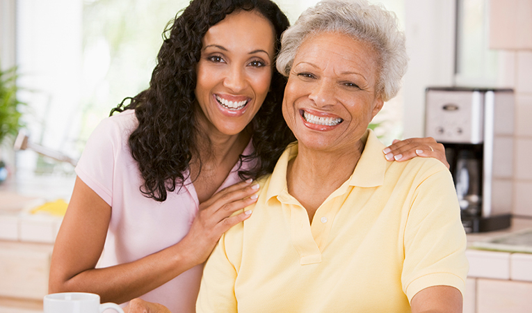 Caregiver and elderly woman